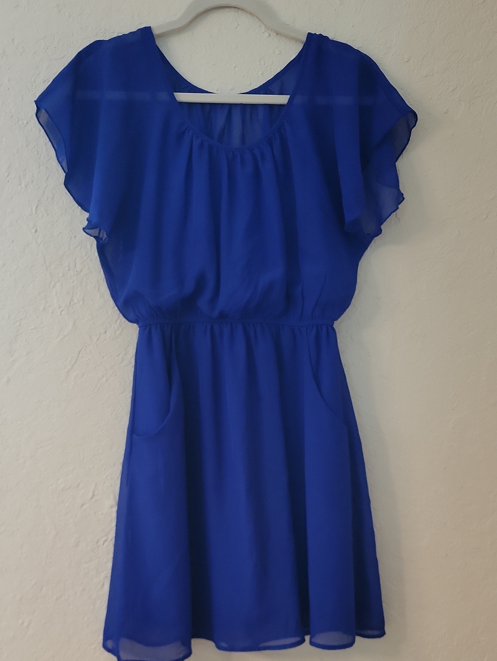 Delirious Royal Blue Flutter Sleeve Mini Dress